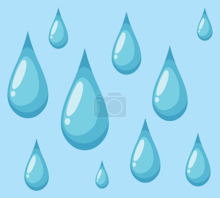 Ilustración de Ilustración vectorial de múltiples gotas de agua azul - Imagen libre de derechos