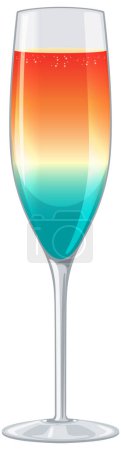 Ilustración vectorial de una bebida de arco iris en capas