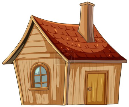 Téléchargez les illustrations : Illustration vectorielle d'une petite maison en bois - en licence libre de droit