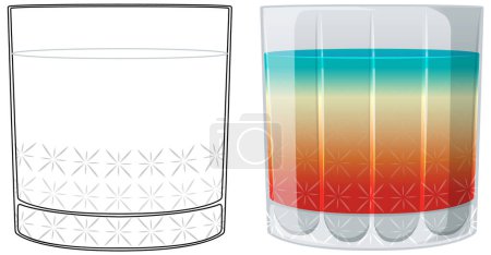 Téléchargez les illustrations : Illustration vectorielle d'une boisson cocktail en couches - en licence libre de droit