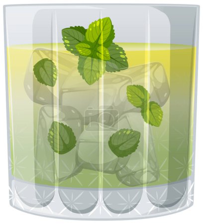 Vector illustration of a cold mint lemonade drink