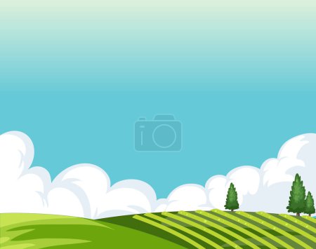 Illustration for Vector illustration of a peaceful rural scene - Royalty Free Image