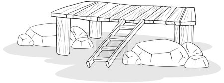 Vector illustration of a rustic outdoor seating area.
