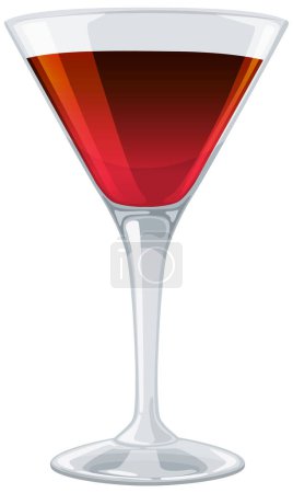 Téléchargez les illustrations : Illustration vectorielle d'un verre à vin rouge plein - en licence libre de droit