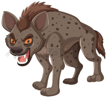Téléchargez les illustrations : Hyène repérée en colère illustrée dans une position agressive - en licence libre de droit