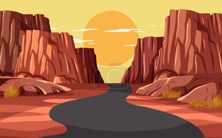 Illustration for Winding road through a rocky desert landscape - Royalty Free Image