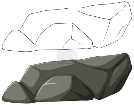 Rocas vectoriales estilizadas en tonos de escala de grises