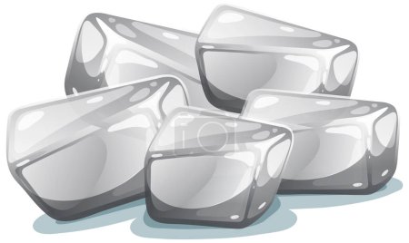 Group of transparent ice cubes on white background