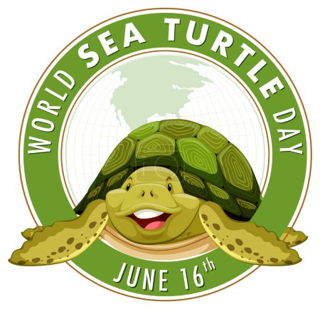 Ilustración de Tortuga alegre celebrando el día de la conciencia ambiental - Imagen libre de derechos