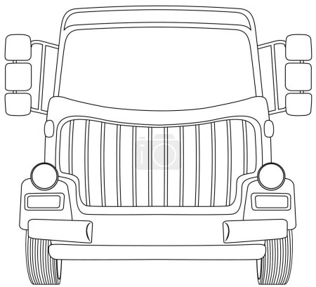 Ilustración de Arte de línea en blanco y negro de un jeep resistente - Imagen libre de derechos