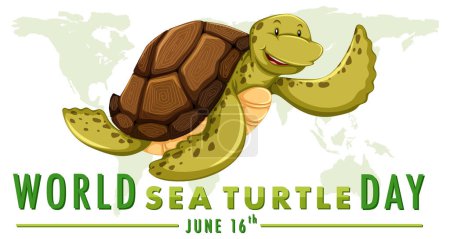 Téléchargez les illustrations : Happy Sea Turtle illustration pour la sensibilisation à l'environnement - en licence libre de droit