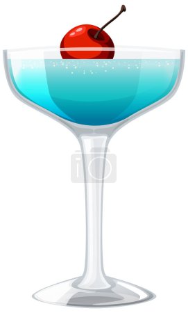 Illustration for Vector illustration of a blue cocktail in a glass - Royalty Free Image