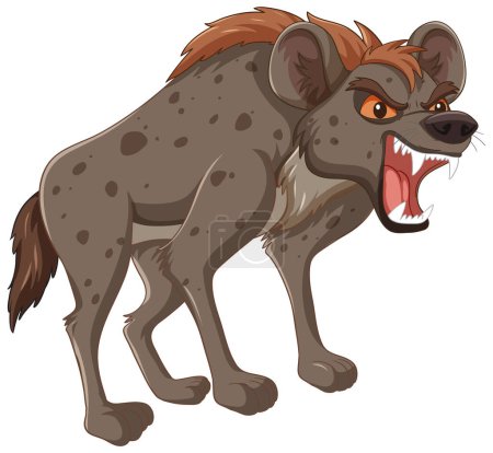 Téléchargez les illustrations : Hyène tachetée en colère illustrée avec la bouche ouverte - en licence libre de droit