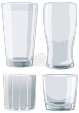 Vector illustration of various empty glasses