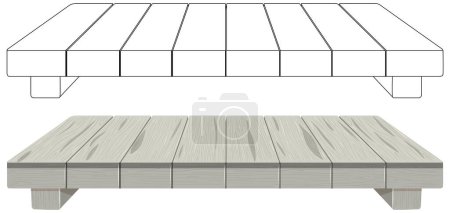 Minimalist wooden bed frame design illustration