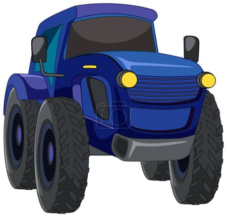 Bright blue vector illustration of a cartoon tractor