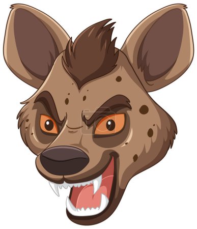Ilustración de Cabeza hiena de dibujos animados con una expresión agresiva - Imagen libre de derechos