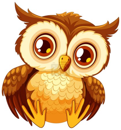 Illustration for Cute, wide-eyed owl with a whimsical charm - Royalty Free Image