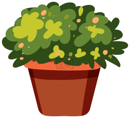 Téléchargez les illustrations : Graphique vectoriel d'un arbuste vert vif en pot. - en licence libre de droit