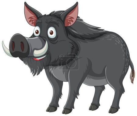 Illustration for Vector graphic of a smiling wild boar character - Royalty Free Image
