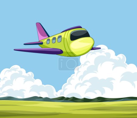 Ilustración de Ilustración vectorial de un avión que vuela en el cielo - Imagen libre de derechos
