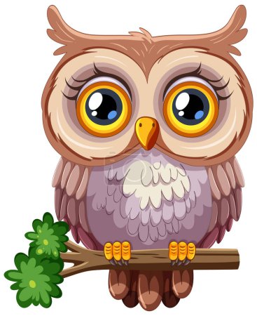 Illustration for Colorful vector illustration of a cartoon owl - Royalty Free Image