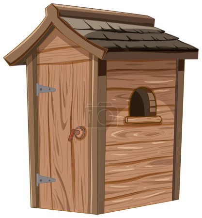 Illustration de style dessin animé d'une maison canine en bois.