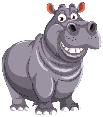 Ilustración de Un hipopótamo sonriente amigable en estilo vectorial. - Imagen libre de derechos