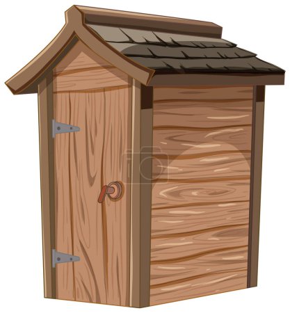 Téléchargez les illustrations : Caricature d'une toilette extérieure traditionnelle en bois. - en licence libre de droit