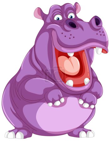 Illustration for A cheerful purple hippo with a big smile - Royalty Free Image