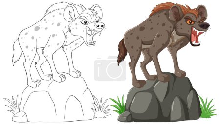 Illustration for Vector illustration of two snarling hyenas. - Royalty Free Image