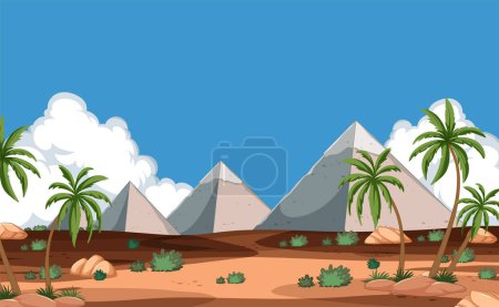 Illustration for Vector illustration of a desert landscape with mountains. - Royalty Free Image