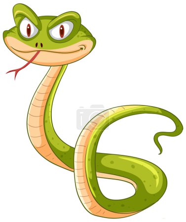 Ilustración de Serpiente colorida y sonriente en un estilo de arte vectorial juguetón. - Imagen libre de derechos