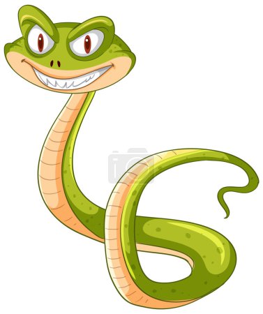 Illustration for Colorful, smiling snake in a playful vector graphic - Royalty Free Image