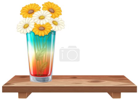 Illustration for Illustration of vibrant flowers in a glass vase. - Royalty Free Image