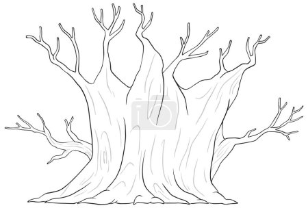 Ilustración de Dos árboles entrelazados con ramas caprichosas. - Imagen libre de derechos