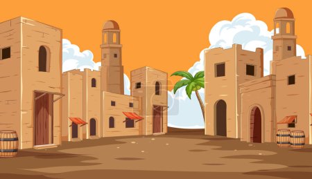 Téléchargez les illustrations : Illustration vectorielle d'une rue désertique tranquille - en licence libre de droit