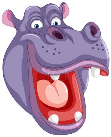 Illustration for Colorful vector illustration of a cheerful hippopotamus - Royalty Free Image