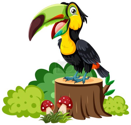 Illustration for Vector illustration of a vibrant toucan in nature - Royalty Free Image
