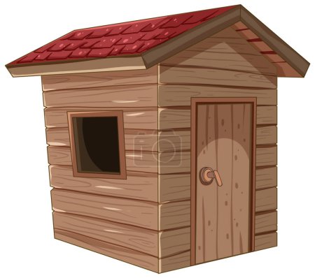 Cartoon-style illustration of a small wooden shed.