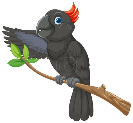 Illustration for Vector graphic of a parrot perched on a tree branch - Royalty Free Image