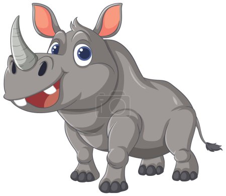 Illustration for A friendly rhinoceros in a playful vector style. - Royalty Free Image