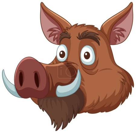Vector graphic of a smiling wild boar head