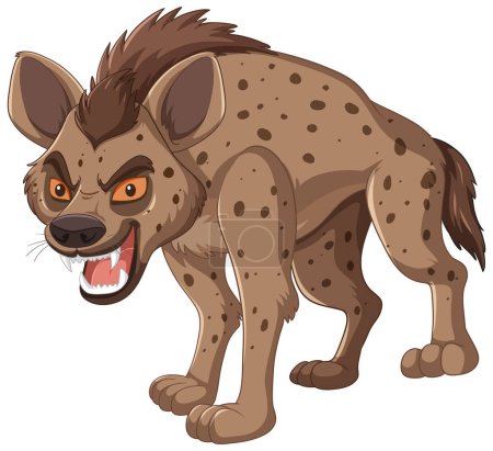 Illustration for Cartoon hyena snarling with aggressive stance - Royalty Free Image