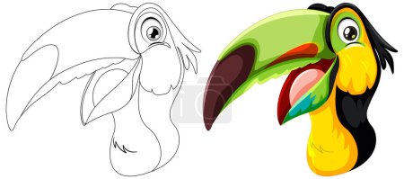 Illustration for Vector art of a vibrant, multicolored toucan bird. - Royalty Free Image