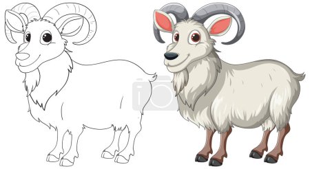 Ilustración de Ilustración vectorial de un carnero, coloreado y esbozado - Imagen libre de derechos