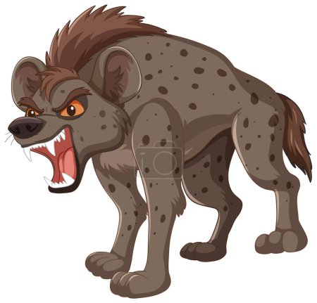 Vector illustration of an angry hyena growling