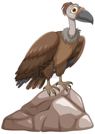 Illustration for Vector illustration of a vulture on a stone. - Royalty Free Image