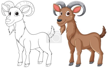 Ilustración de Ilustración vectorial de un carnero, esbozado y coloreado - Imagen libre de derechos