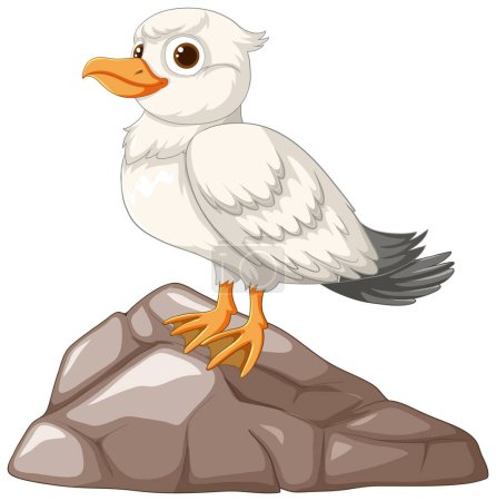 Ilustración de Ilustración vectorial de una gaviota de pie sobre rocas - Imagen libre de derechos